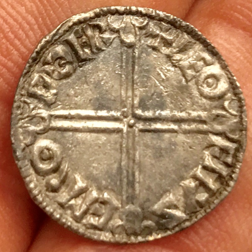 Saxon coin of Æthelred II - after a clean 